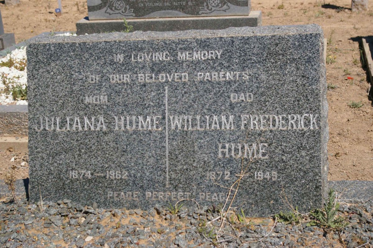 HUME William Frederick 1872-1949 &amp; Juliana 1874-1962