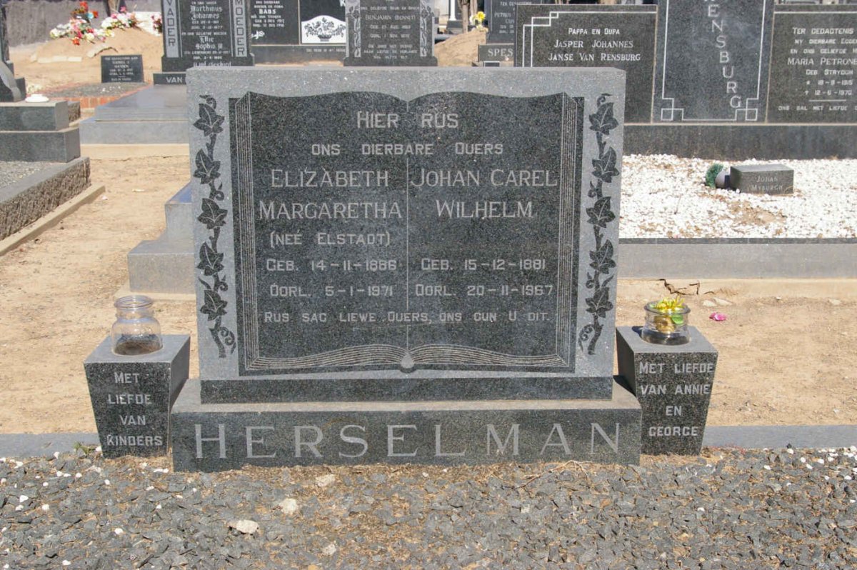 HERSELMAN Johan Carel Wilhelm 1881-1967 &amp; Elizabeth Margaretha ELSTADT 1886-1971