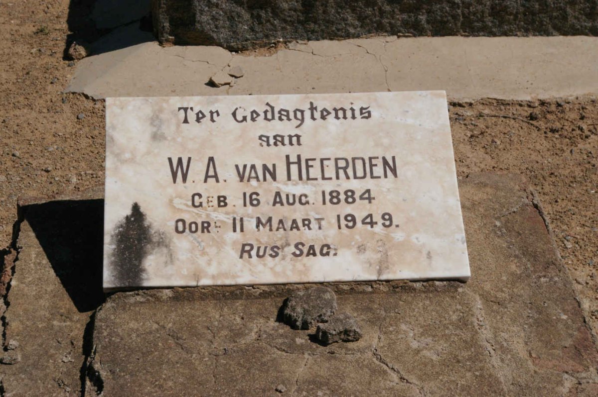 HEERDEN W.A., van 1884-1949