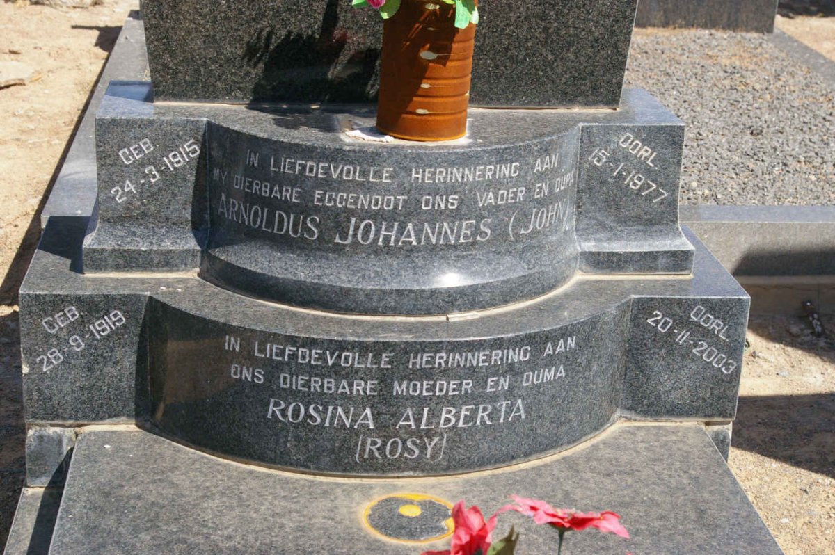 JAGER Arnoldus Johannes, de 1915-1977 &amp; Rosina Alberta 1919-2003
