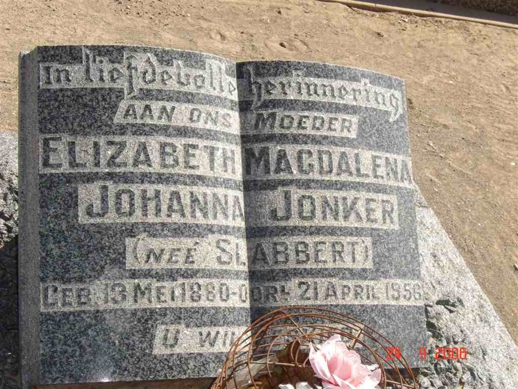 JONKER Elizabeth Magdalena Johanna nee SLABBERT 1880-1956