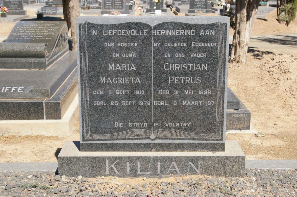 KILIAN Christian Petrus 1898-1971 &amp; Maria Magrieta 1910-1978