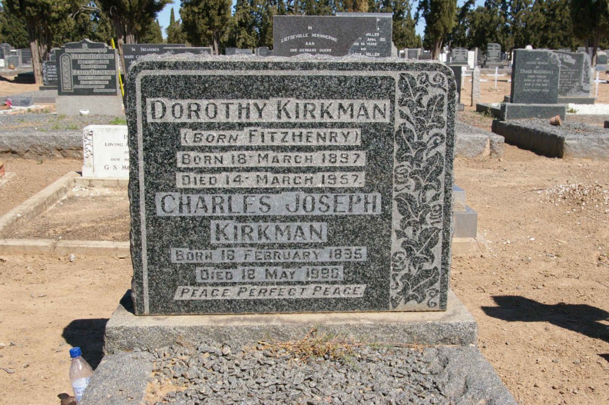 KIRKMAN Charles Joseph 1895-1990 &amp; Dorothy FITZHENRY 1897-1957