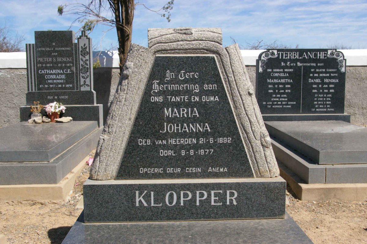 KLOPPER Maria Johanna nee VAN HEERDEN 1892-1977