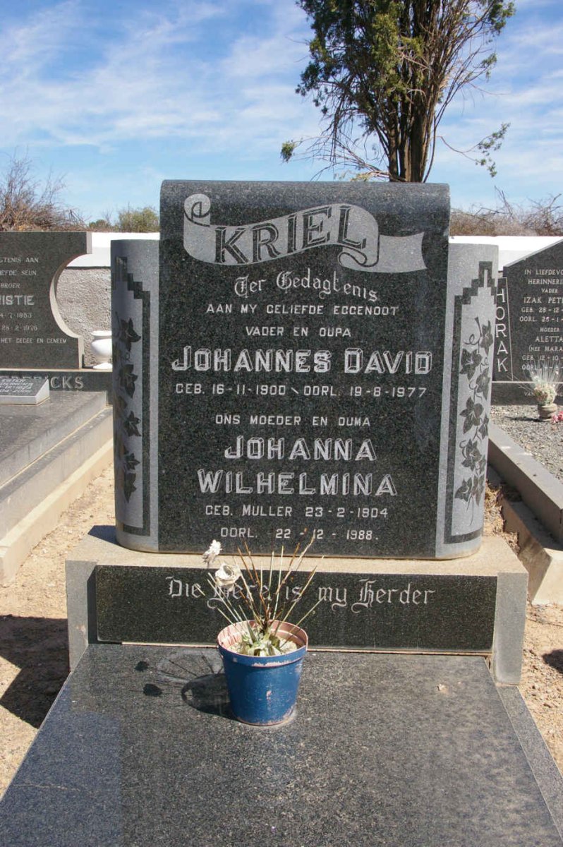 KRIEL Johannes David 1900-1977 &amp; Johanna Wilhelmina MULLER 1904-1988