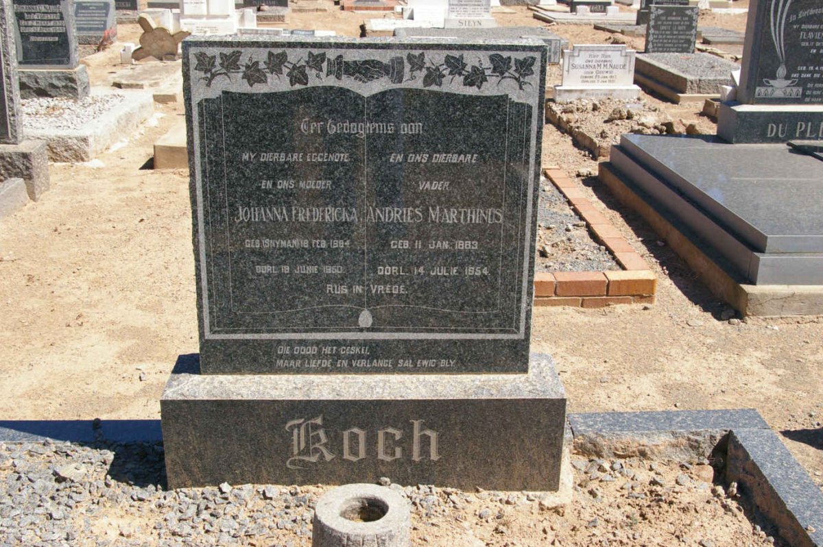 KOCH Andries Marthinus 1883-1954 &amp; Johanna Fredericka SNYMAN 1884-1950