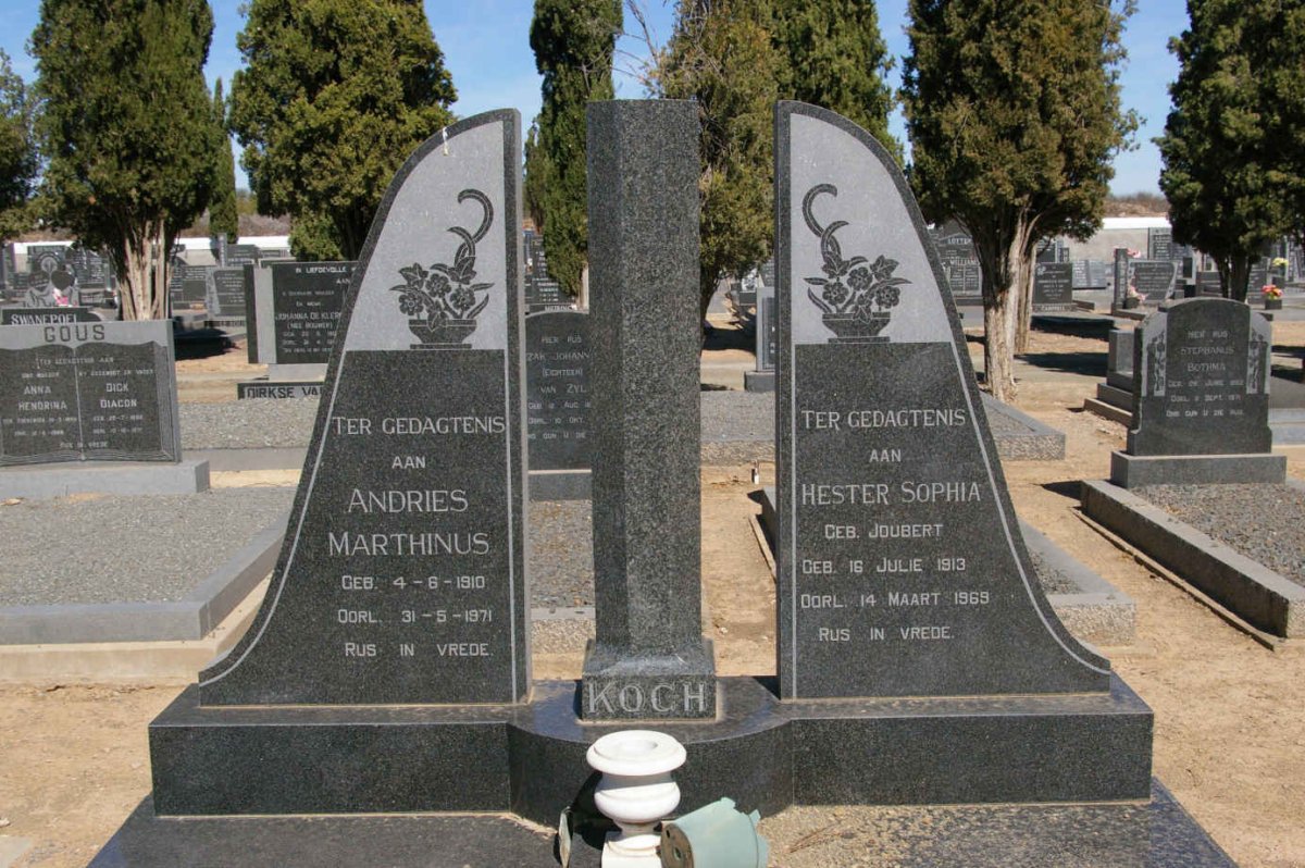 KOCH Andries Marthinus 1910-1971 &amp; Hester Sophia JOUBERT 1913-1969