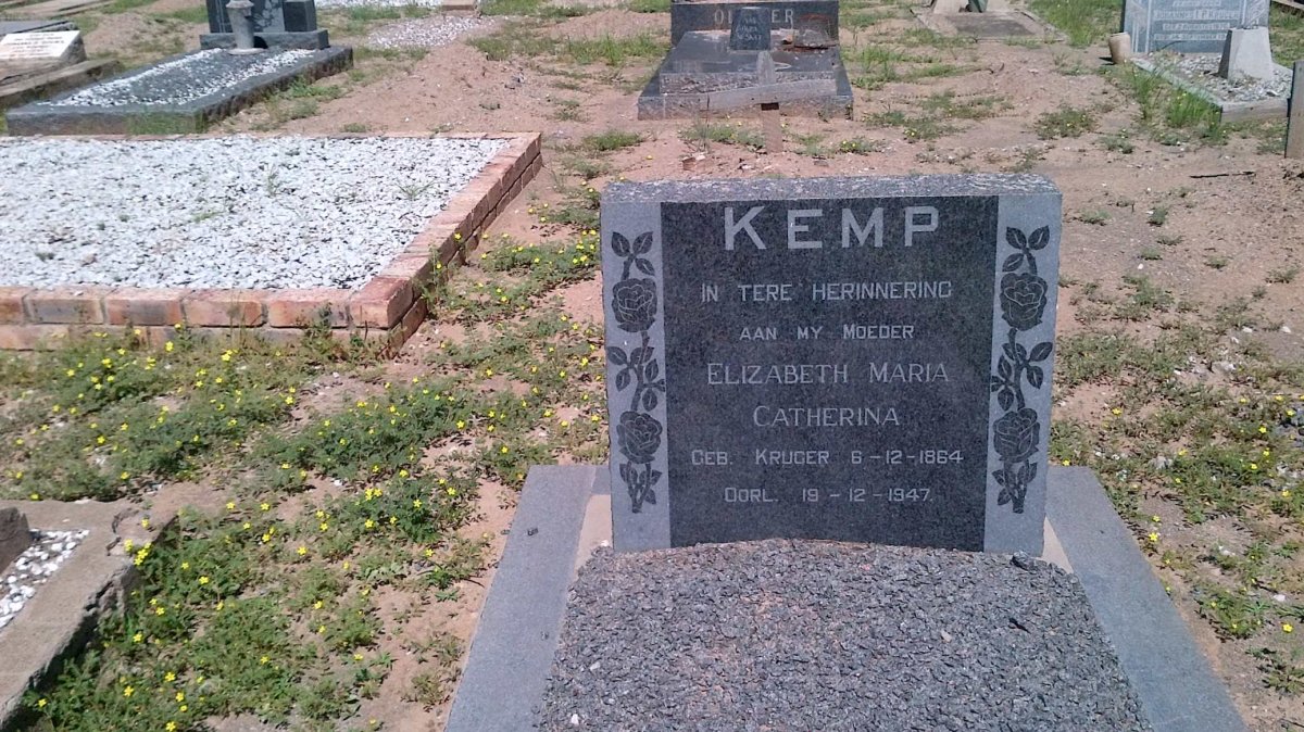 KEMP Elizabeth Maria Catherina nee KRUGER 1864-1947