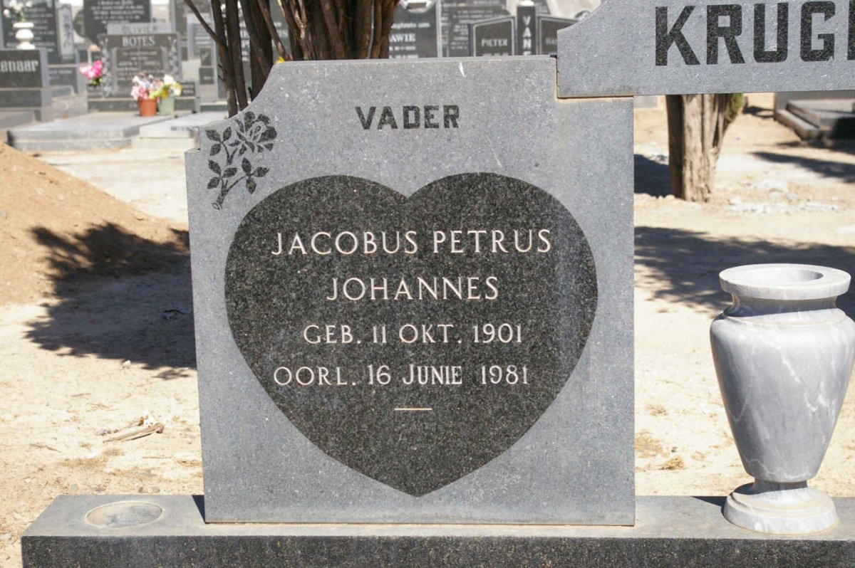 KRUGER Jacobus Petrus Johannes 1901-1981 &amp; Anna Susanna Magdalena 1901-1973