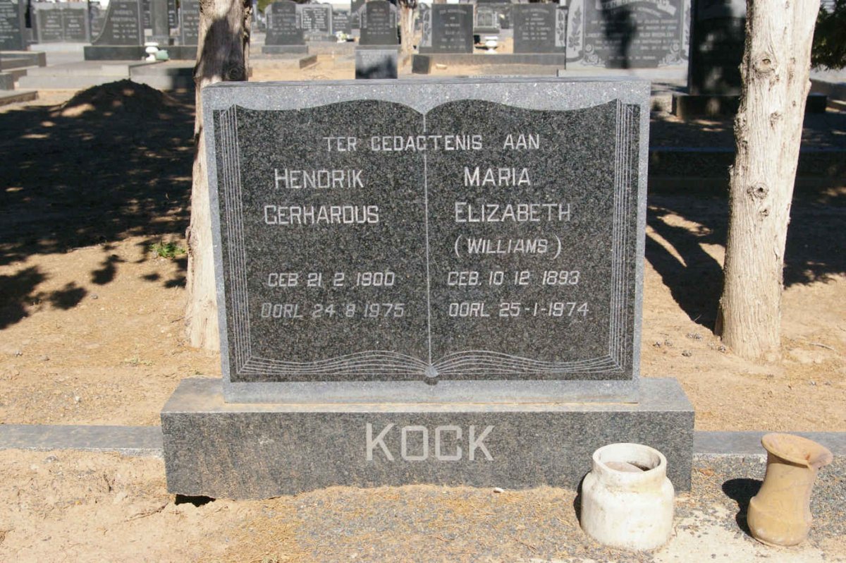 KOCK Hendrik Gerhardus 1900-1975 &amp; Maria Elizabeth WILLIAMS 1893-1974