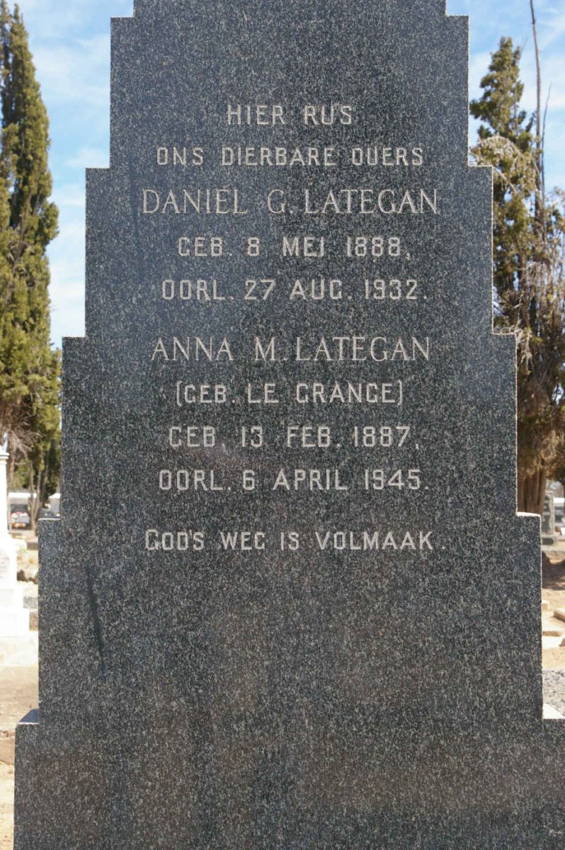 LATEGAN Daniel G. 1888-1932 &amp; Anna M. LE GRANGE 1887-1945