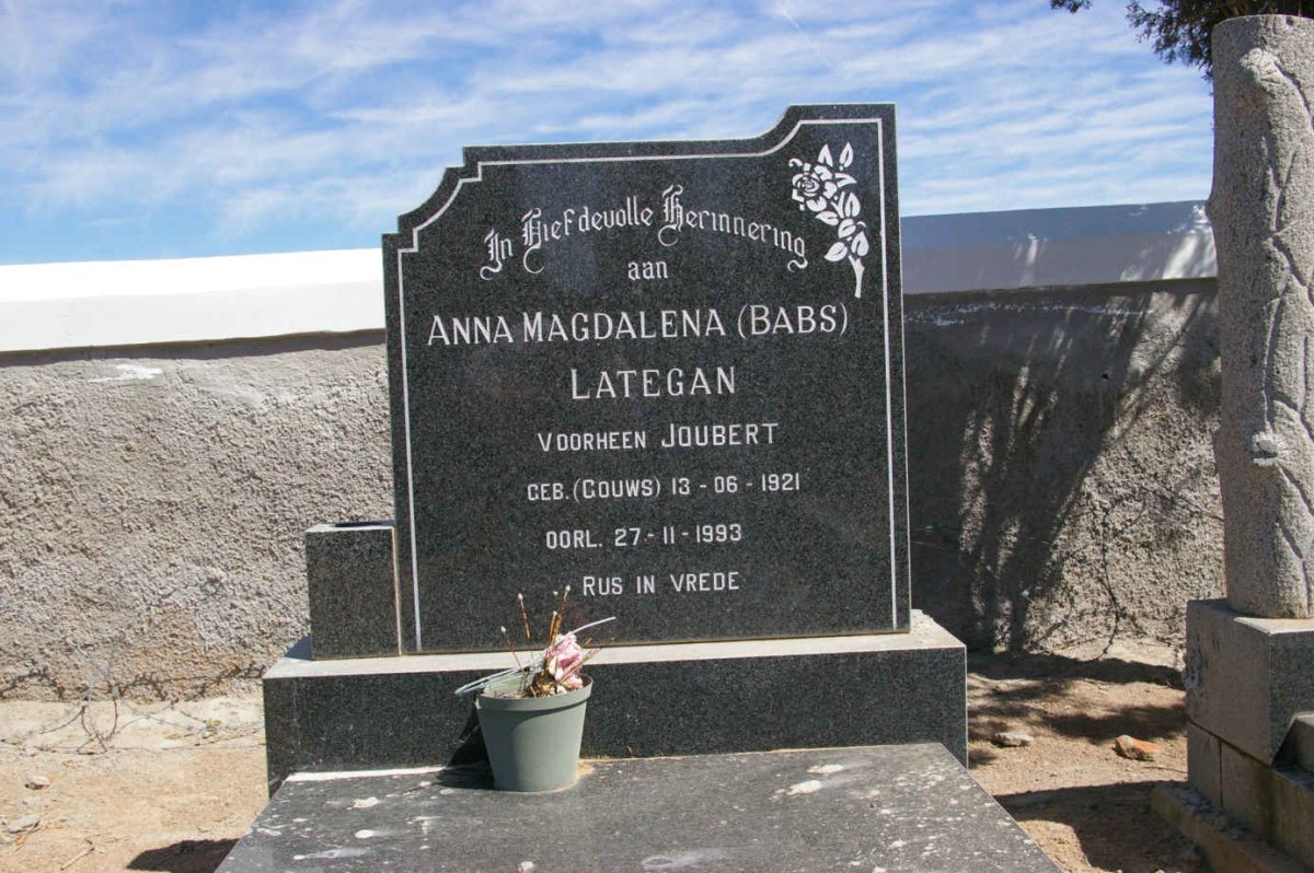 LATEGAN Anna Magdalena voorheen JOUBERT nee GOUWS 1921-1993