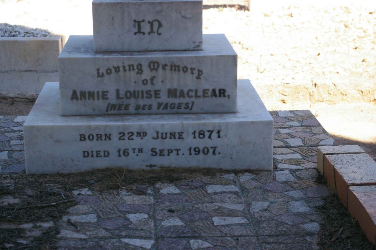 MACLEAR Annie Louise nee DES VAGES 1871-1907