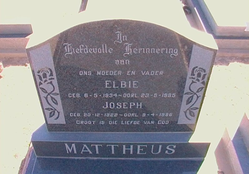 MATTHEUS Joseph 1922-1986 &amp; Elbie 1934-1985