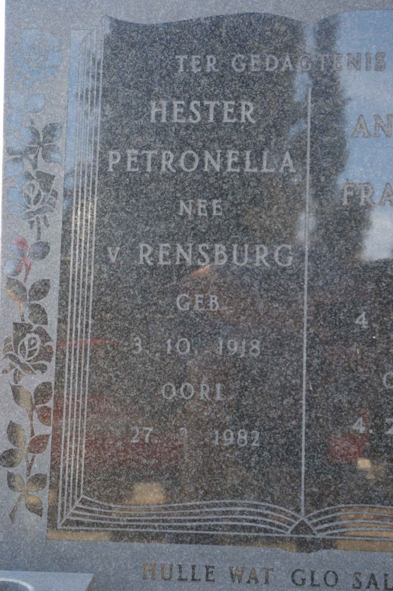 MARAIS Andries Francois 1911-1995 &amp; Hester Petronella V. RENSBURG 1918-1982
