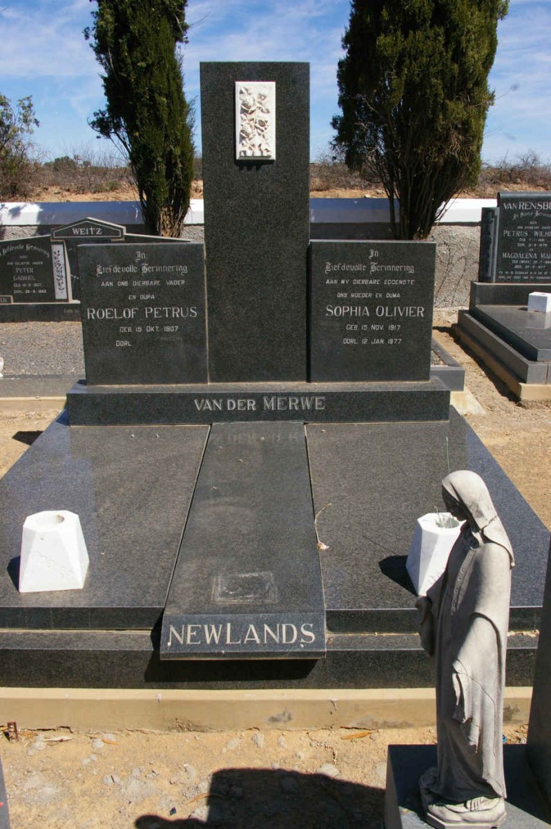 MERWE Roelof Petrus, van der 1907- &amp; Sophia Olivier 1917-1977