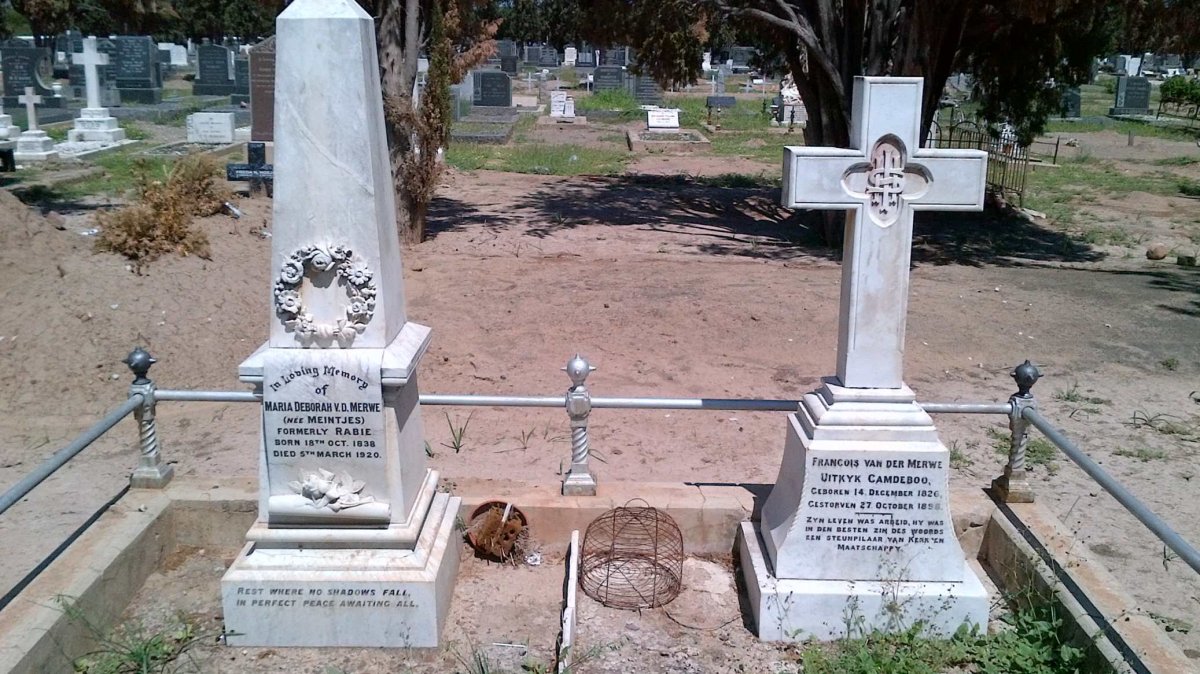 MERWE Francois, van der 1826-1898 &amp; Maria Deborah MEINTJES formerly RABIE 1838-1920