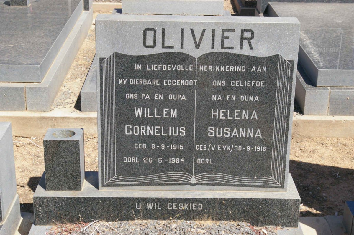 OLIVIER Willem Cornelius 1915-1984 &amp; Helena Susanna v. EYK 1918-