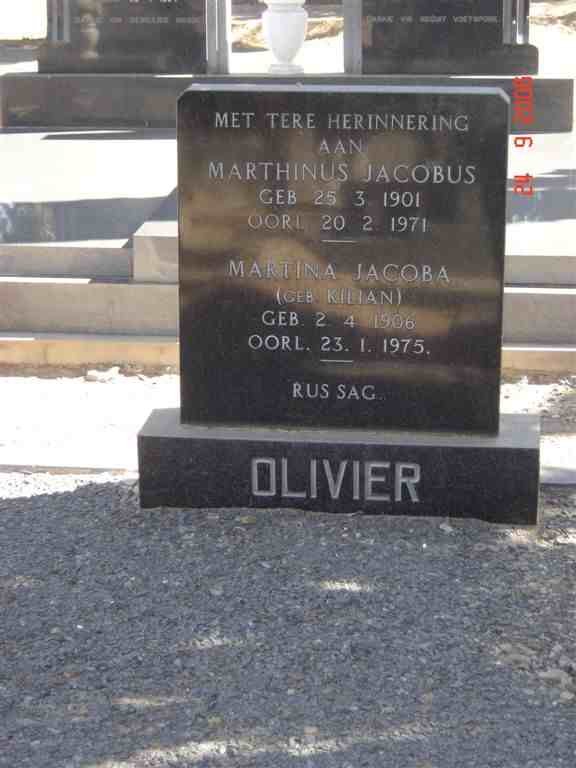 OLIVIER Marthinus Jacobus 1901-1971 &amp; Martina Jacoba KILIAN 1906-1975
