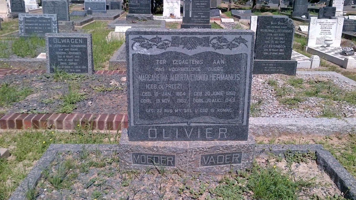 OLIVIER Dawid Hermanus 1860-1949 &amp; Margaretha Alberta DU PREEZ 1864-1952
