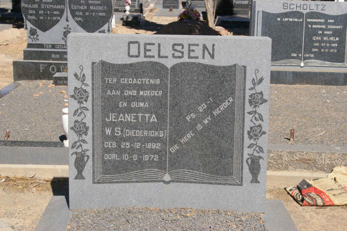 OELSEN Jeanetta W.S. nee DIEDERICKS 1892-1972