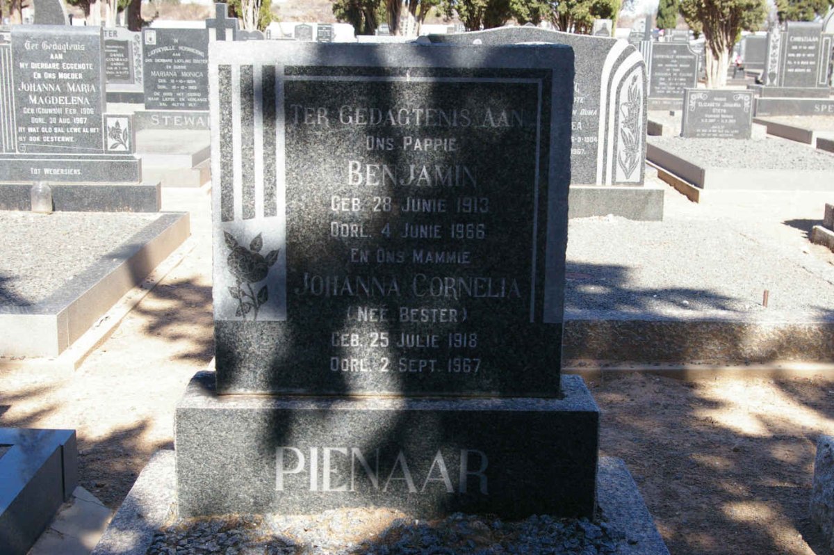 PIENAAR Benjamin 1913-1966 &amp; Johanna Cornelia BESTER 1918-1967