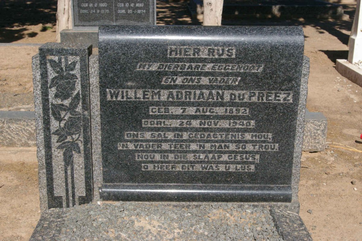 PREEZ Willem Adriaan, du 1892-1940 &amp; Lizzy TRUTER voorheen DU PREEZ nee DIEDERICKS 1905-1983