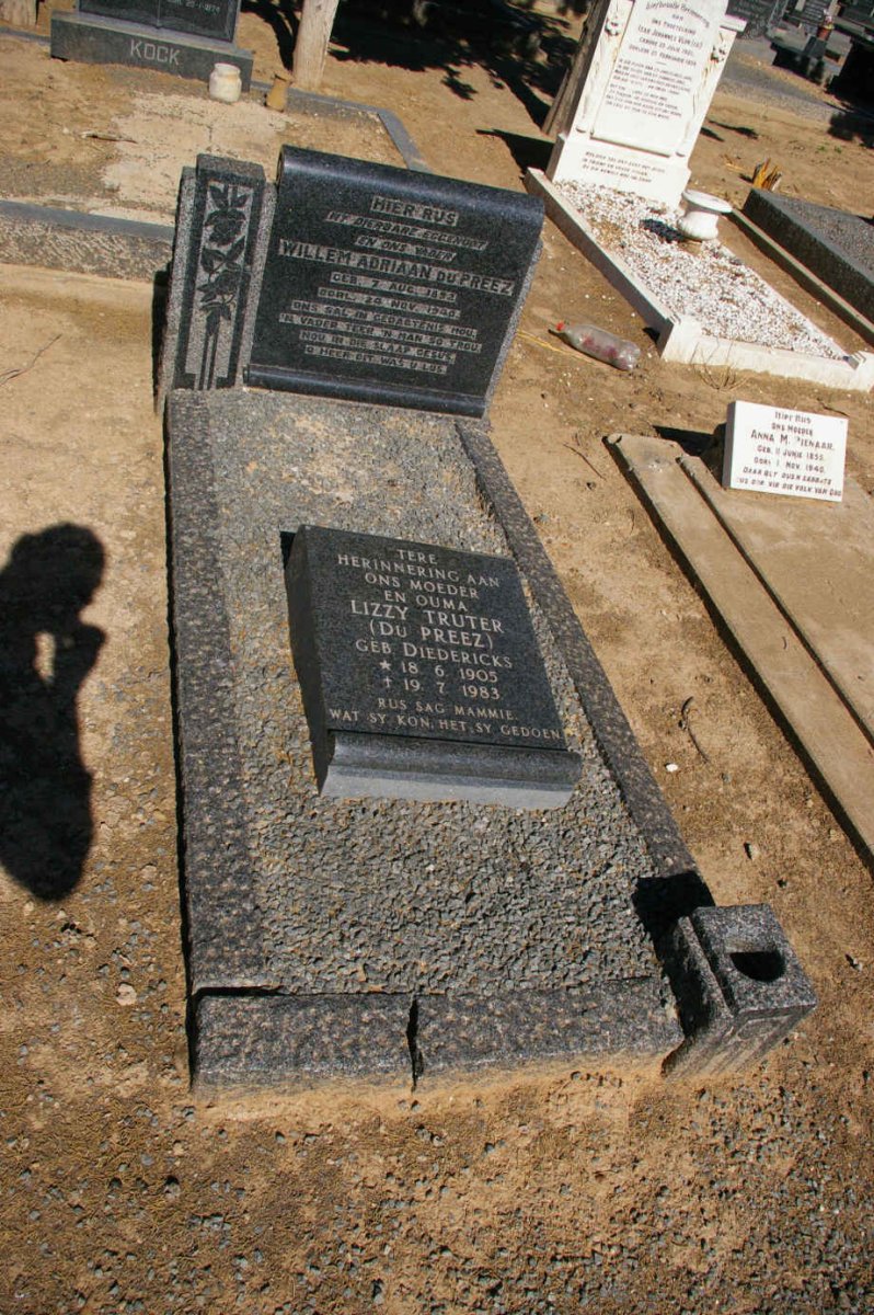 PREEZ Willem Adriaan, du 1892-1940 &amp; Lizzy TRUTER voorheen DU PREEZ nee DIEDERICKS 1905-1983