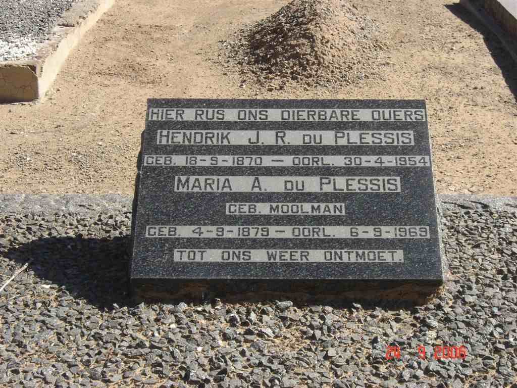 PLESSIS Hendrik J.R., du 1870-1954 &amp; Maria A. MOOLMAN 1879-1969