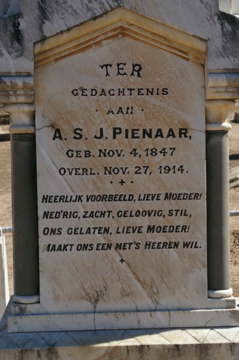 PIENAAR A.S.J. 1847-1914