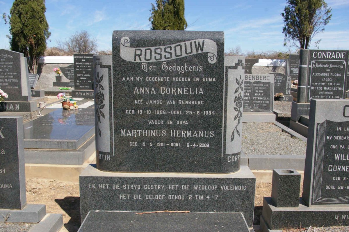 ROSSOUW Marthinus Hermanus 1921-2009 &amp; Anna Cornelia JANSE VAN RENSBURG 1926-1984