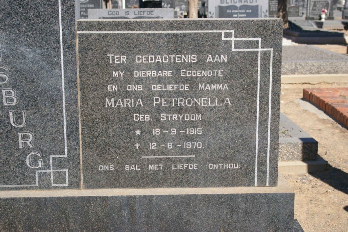 RENSBURG Maria Petronella, Janse van nee STRYDOM 1915-1970