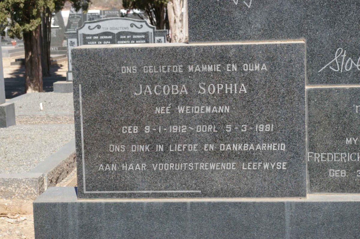 RENSBURG Frederick Johannes, Janse van 1903-1969 &amp; Jacoba Sophia WEIDEMAN 1912-1981