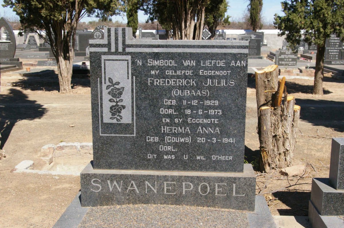 SWANEPOEL Frederick Julius 1929-1973 &amp; Herma Anna GOUWS 1941-