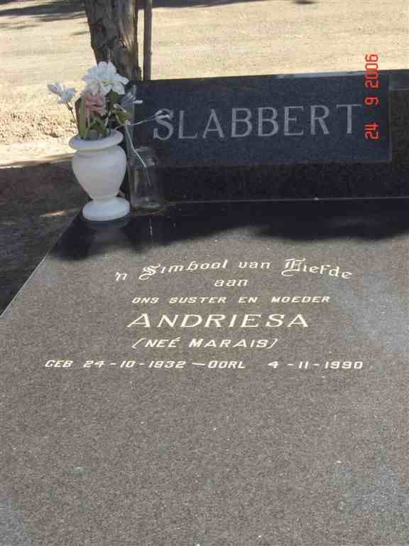 SLABBERT Andriesa nee MARAIS 1932-1990