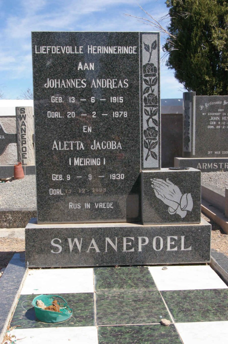 SWANEPOEL Johannes Andreas 1915-1978 &amp; Aletta Jacoba MEIRING 1930-2009