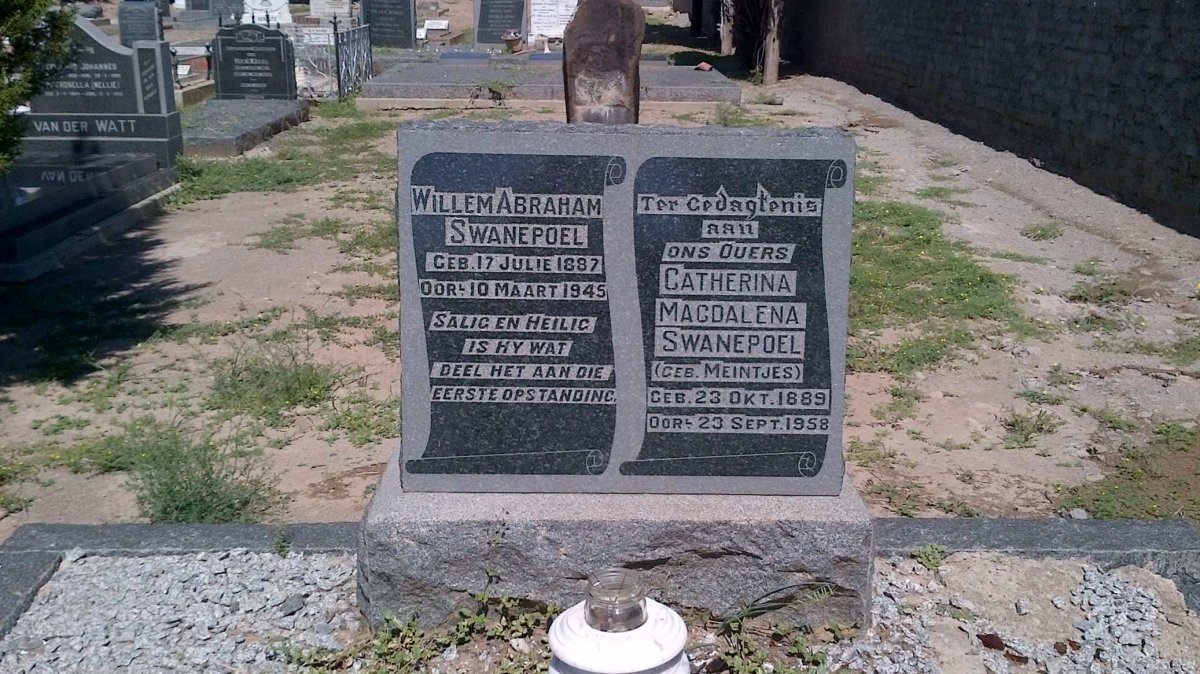 SWANEPOEL Willem Abraham 1887-1945 &amp; Catherina Magdalena MEINTJES 1889-1958