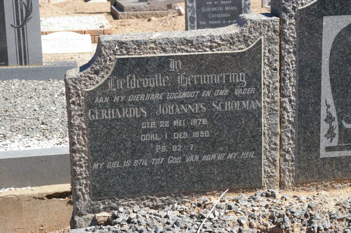 SCHOEMAN Gerhardus Johannes 1878-1950