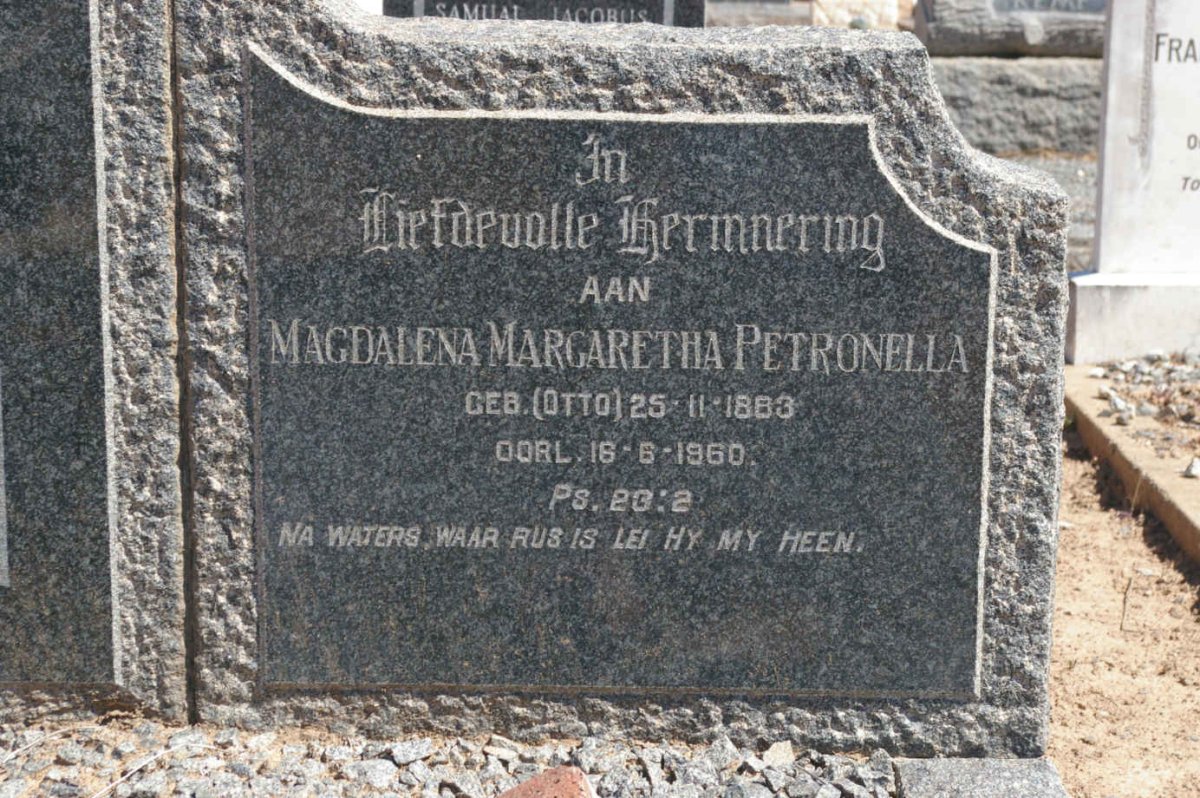 SCHOEMAN Magdalena Margaretha Petronella nee OTTO 1883-1960