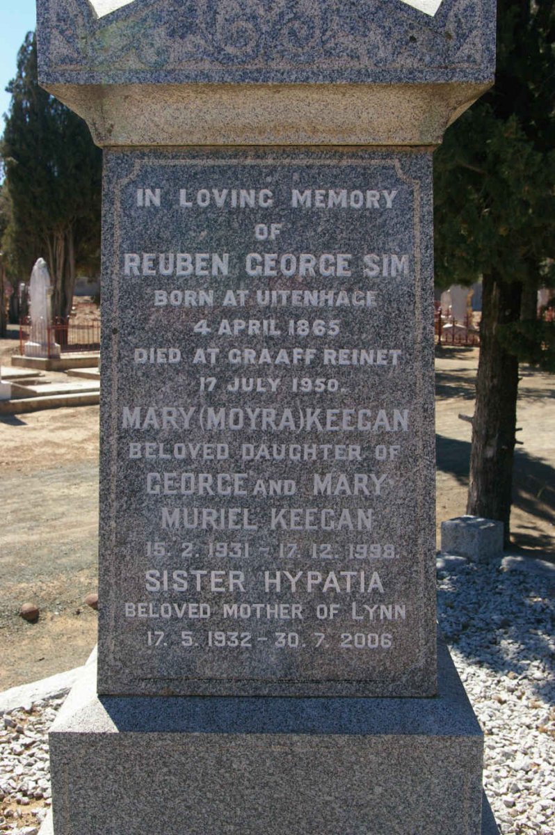 SIM Reuben George 1865-1950 :: KEEGAN Mary 1931-1998 :: KEEGAN Hypatia 1932-2006