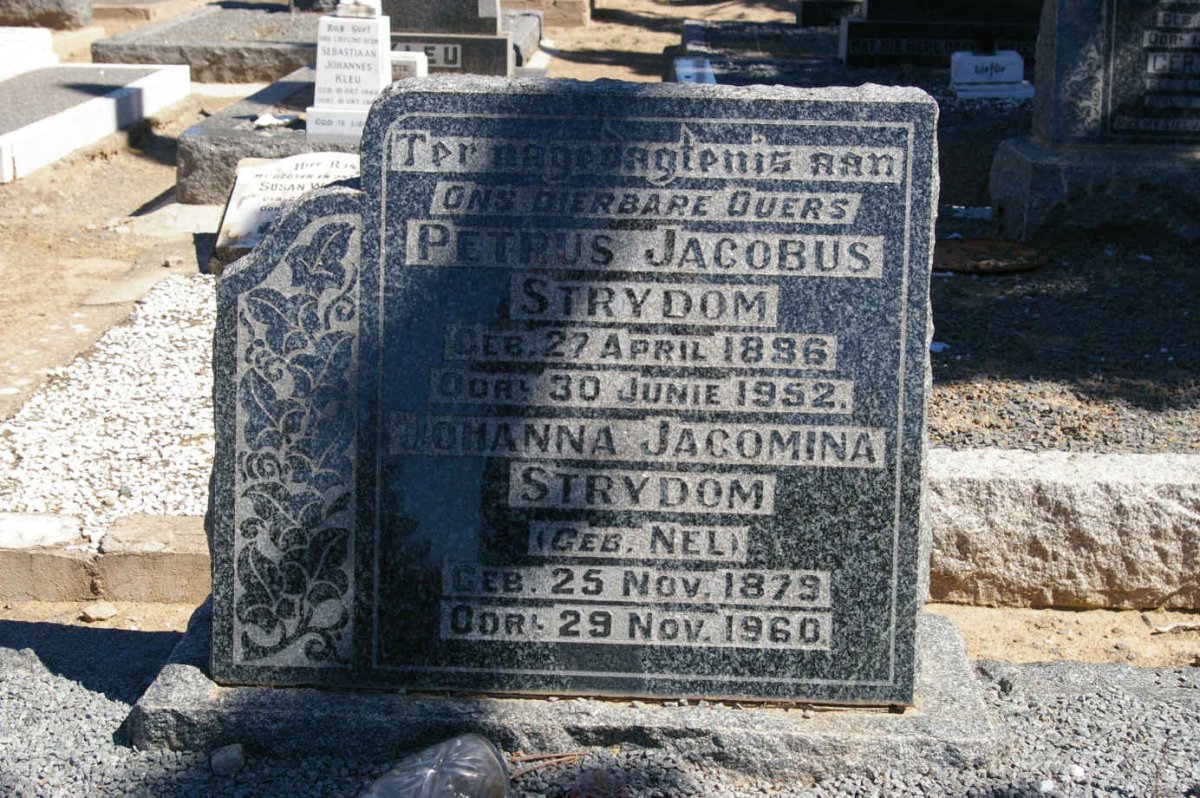 STRYDOM Petrus Jacobus 1886-1952 &amp; Johanna Jacomina NEL 1879-1960