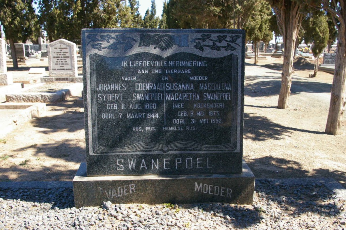 SWANEPOEL Johannes Coenraad Sybert 1860-1944 &amp; Susanna Magdalena Magaretha KOEKEMOER 1873-1952