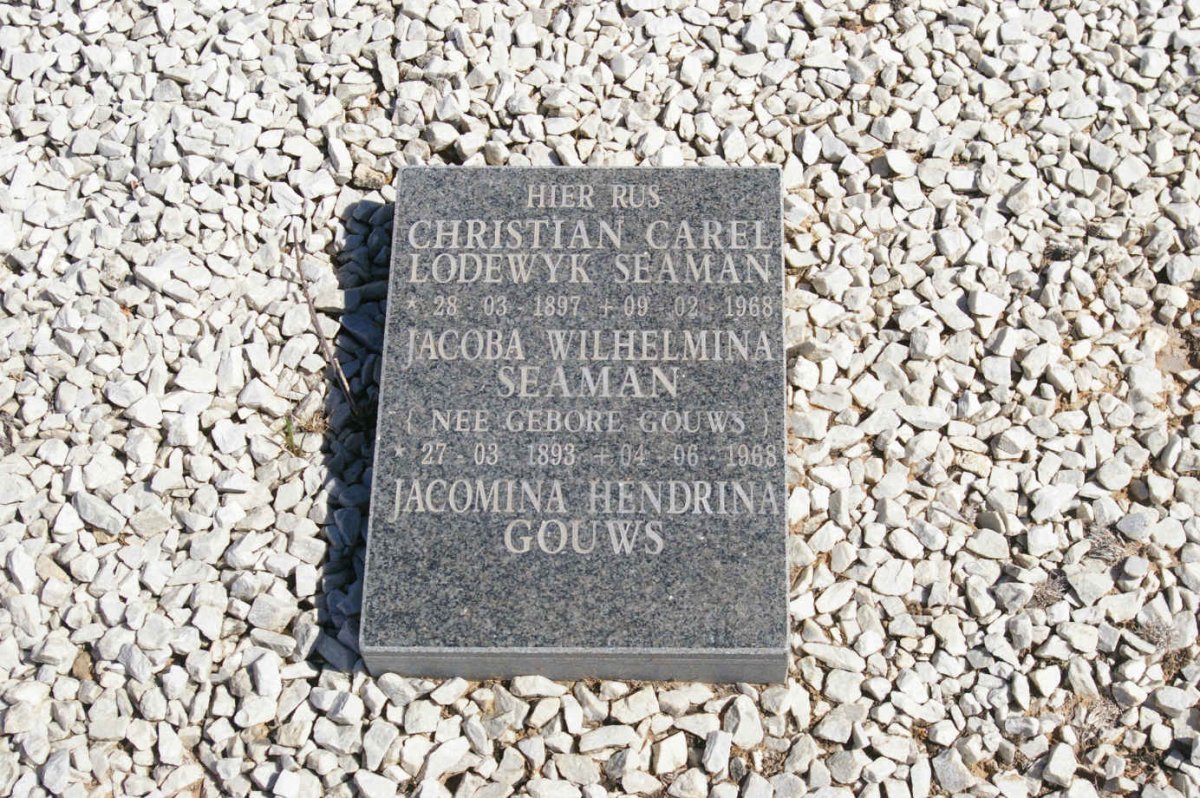 SEAMAN Christiaan Carel Lodewyk 1897-1968 &amp; Jacoba Wilhelmina GOUWS 1893-1968 :: GOUWS Jacomina Hendrina