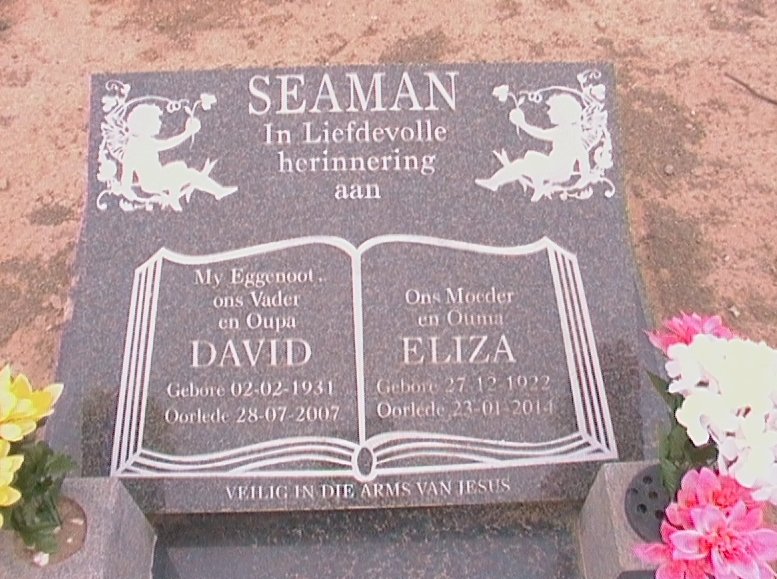 SEAMAN David 1931-2007 &amp; Eliza 1922-2014