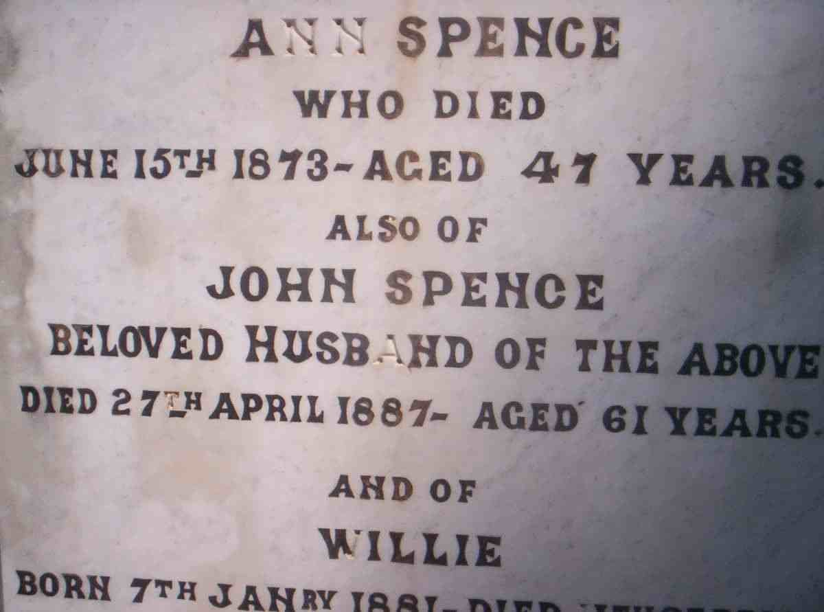SPENCE John -1887 &amp; Ann -1873