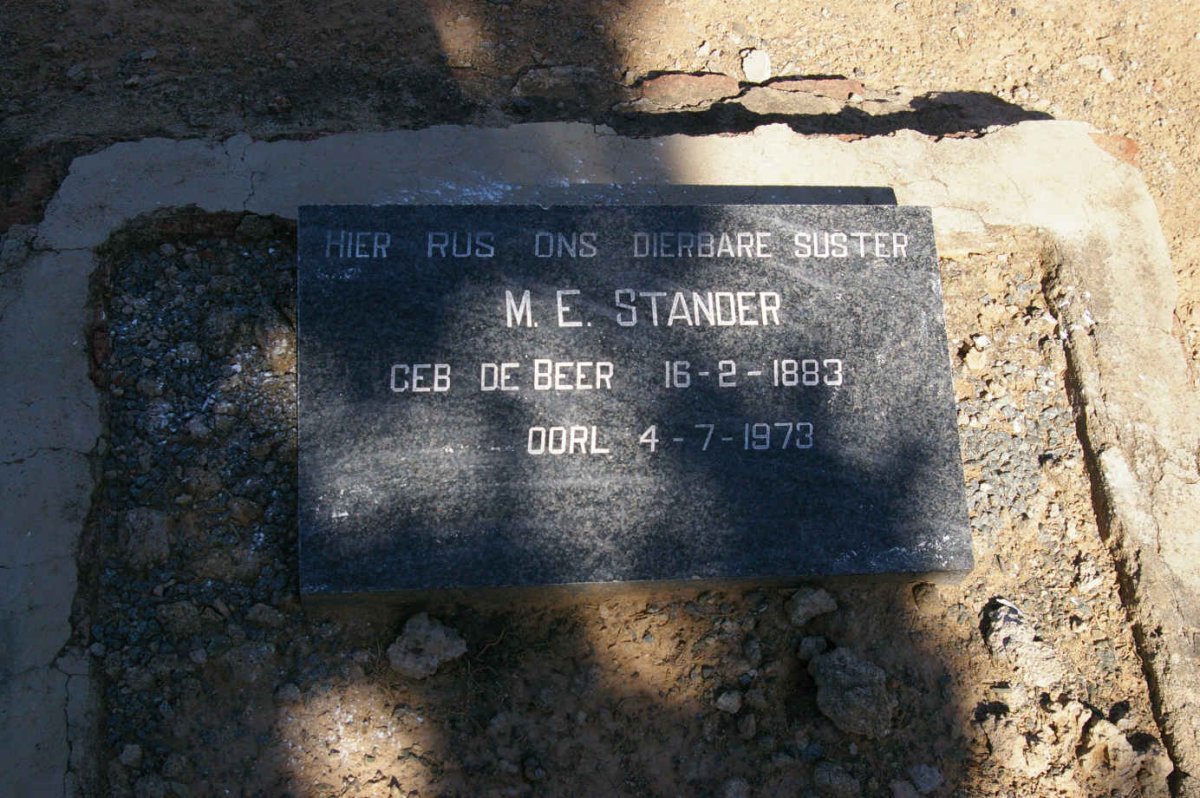 STANDER M.E. nee DE BEER 1883-1973