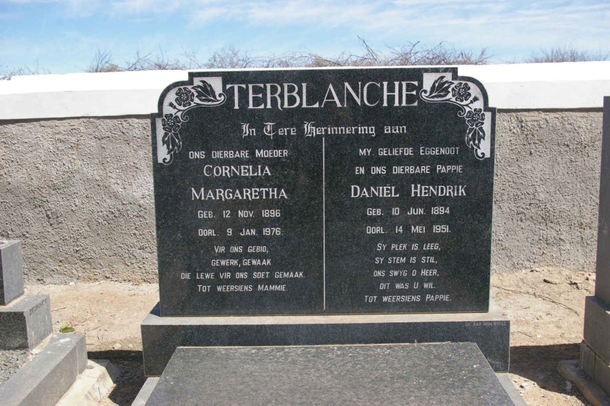TERBLANCHE Daniël Hendrik 1894-1951 &amp; Cornelia Margaretha 1896-1976