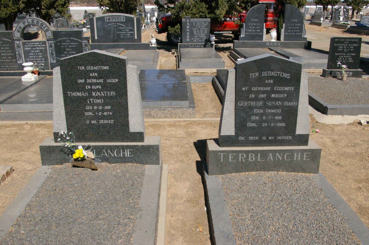 TERBLANCHE Thomas Ignatius 1919-1974 &amp; Gertrude Susan GRIMES 1918-1968