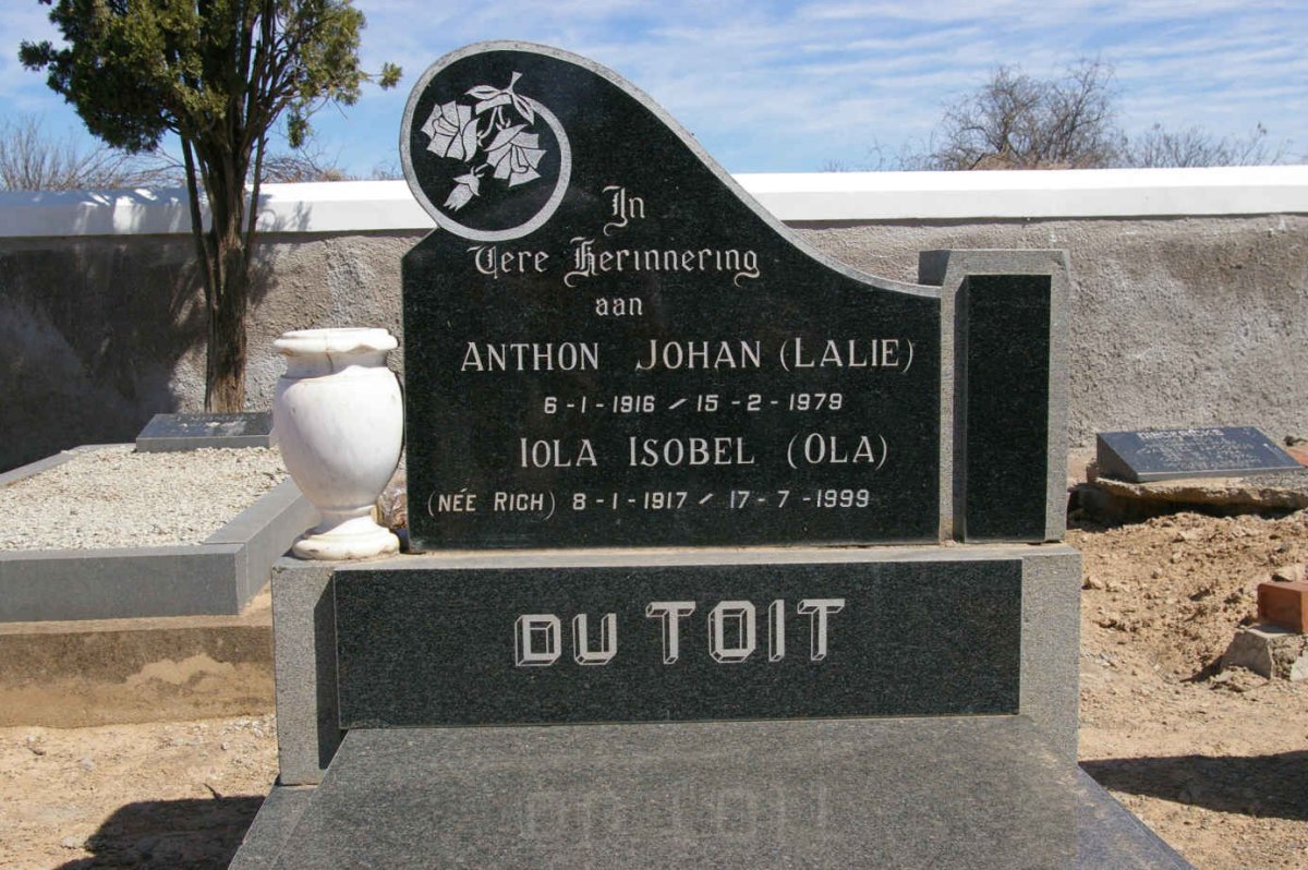 TOIT Anthon Johan, du 1916-1979 &amp; Iola Isobel RICH 1917-1999