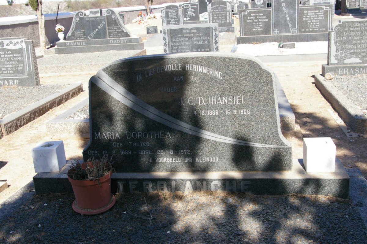TERBLANCHE J.C.D. 1886-1966 &amp; Maria Dorothea TRUTER 1889-1972